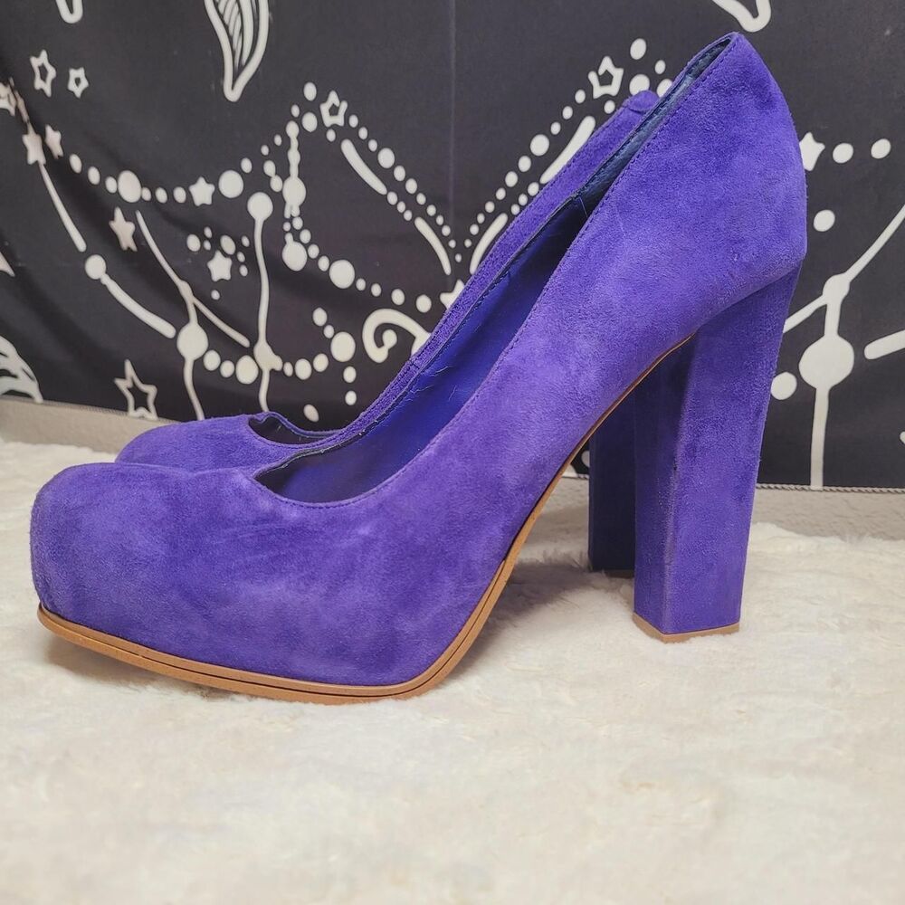 Steve Madden Women's Purple Royal Leather Suede Heels Pumps Size 10